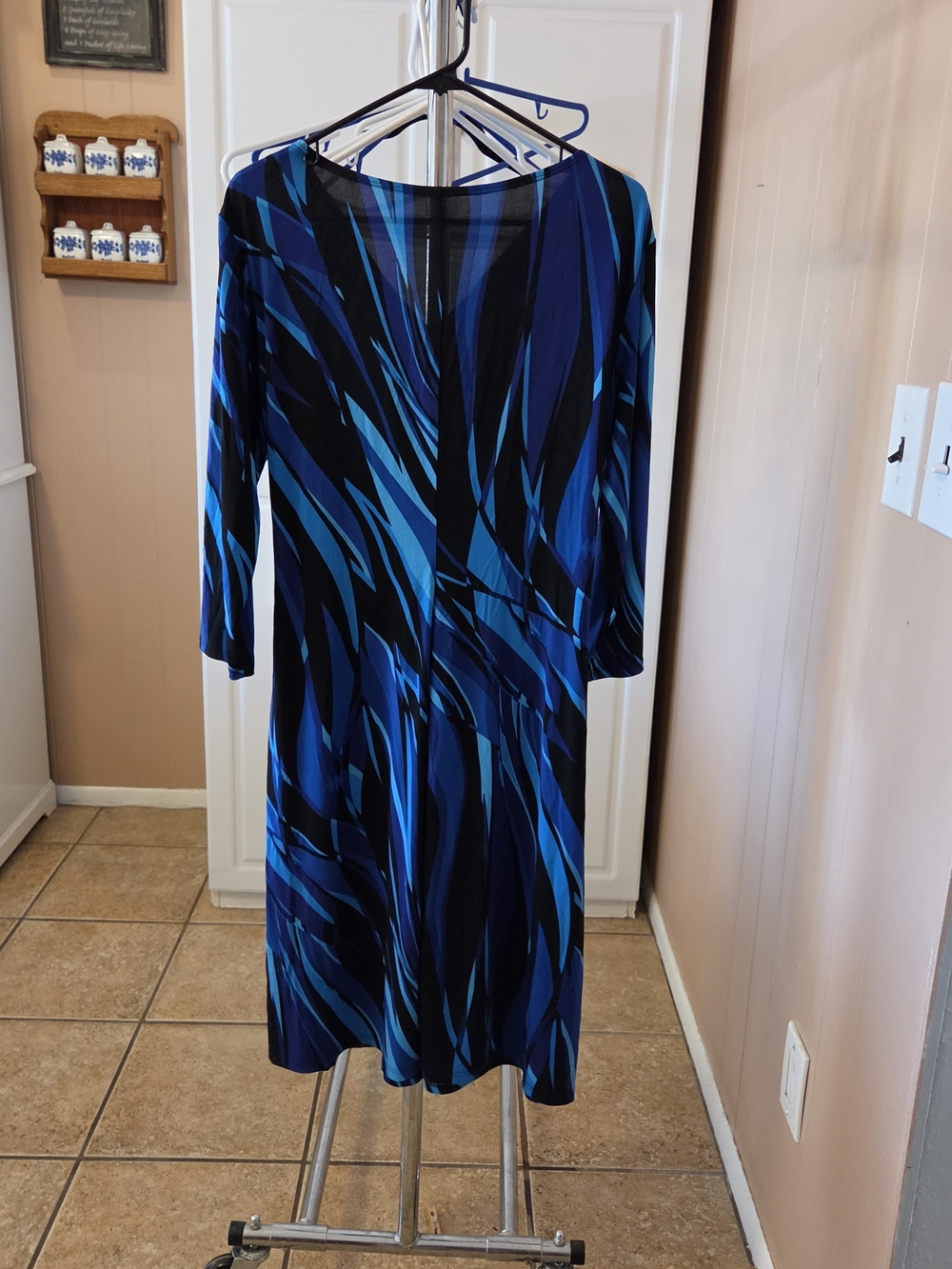 Blue Abstract Print Women's Dress